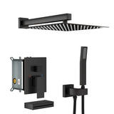 Shower System with Waterfall Tub Spout,12 Inch Wall Mounted Square Shower System with Rough-in W1243132416