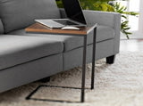 C-Shape Metal End Table, Canyon Walnut Finish 48634243