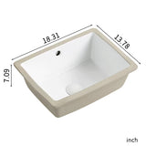 Rectangular Undermount Bathroom Sink Vessel Sink,Undermount Bathroom Sink Rectangle, White Ceramic W3402P326494