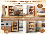 Natural Bamboo 3-Cube Storage Cabinet, Acrylic See-Through Doors & Open Compartment 74346407