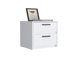 Nightstand 18"H , 2 Drawers with Metal Handles, White B097132931