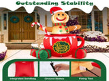 7ft Inflatable Gingerbread Man - Built-in LED Lights, Candy CaneHot Cocoa Mug Design, Multi-Color 84841295