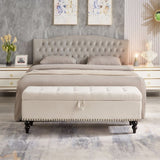 ZNTS 59" Bed Bench Ottoman with Storage Beige Fabric W1097124941