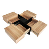 ZNTS ON-TREND Unique Design Coffee Table with 4 Hidden Storage Compartments, Square Cocktail Table with WF305182AAD