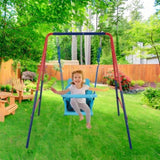 ZNTS XNS067B green and blue interesting 2 in 1 baby swing mental plastic safe swing set 110lbs for W1711P208374