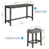 4 Piece Bar Table Set with Power Outlet,Bar Table Set with Chairs,Sofa Bar Table with Stools,Behind W1998P193827