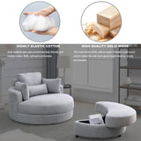 Welike Swivel Accent Barrel Modern Grey Sofa Lounge Club Big Round Chair with Storage W83469811