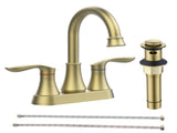 Bathroom Faucet Brushed Gold with Pop-up Drain & Supply Hoses 2-Handle 360 Degree High Arc Swivel 65191981