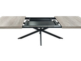 55.11'' -70.86"Retro Rectangular Stretch Dining Table, Grey Carole Top With Black Embossed Center W757P147832