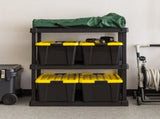45 Qt Black Plastic Stackable Storage Bin with Lid Tote, Plastic Storage Container with Lid, 4-Pack 66802265