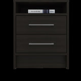 ZNTS Rowley 2-Drawer 1-Shelf Rectangle Nightstand Black Wengue B06280357