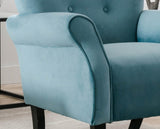 ZNTS Stylish Living Room Furniture 1pc Accent Chair Blue Button-Tufted Back Rolled-Arms Black Legs Modern B01167613