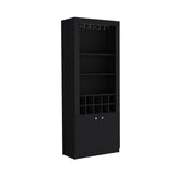 Nero 74-Inch Tall Bar Cabinet 4-Tier Modern Bar Cabinet with Glass Holder Stemware Rack, Wine B070P188833