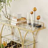 ZNTS Electroplated Glass Bar Cart, With Wine Rack And Glass Holder, For Kitchen, Serving, Hotel Gold 59267450