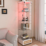 Modern Display Cabinet with Drawer , Quick-assembly Antique Cabinet with LED lights, Tempered W241P268237