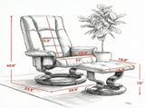 Faux Leather Reclining Chair, Tufted Back & Wood Frame, Manual Recliner, Gray 11930675