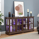 LED Curio Display Cabinet Antique Display Cabinet with Glass Doors Adjustable Shelves for W2275P231691