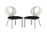 Set of 2 Microfiber and Metal Side Chairs in Silver and Black Finish B016P156808