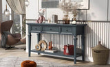 Classic Retro Style Console Table with Three Top Drawers and Open Style Bottom Shelf, Easy Assembly 41543820