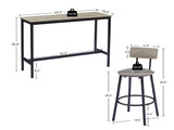 Bar Table Set with 2 Bar stools PU Soft seat with backrest, Grey, 43.31'' L x 15.75'' W x 35.43'' H. 50606660