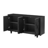 U_STYLE Stylish Storage Cabinet Sideboard Wooden Cabinet with Embossed Curved Doors,Suitable for N711P205936B