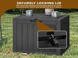 30 Gallon Outdoor Storage Box, Weatherproof Lockable Resin Deck Box for Patio Furniture, Pool 70798390