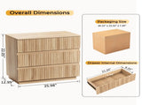 Handleless Grille-Finished 3-Drawer Bedside Table P2 Particleboard MDF & Melamine Veneer 33514426