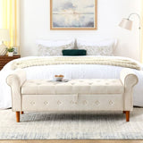 62" Bedroom Tufted Button Storage Bench, Modern Fabric Upholstered Ottoman, Window Bench, Rolled Arm W1853112515