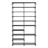 ZNTS FCH double row 10 layers non-woven shoe rack iron pipe + PP pad + plastic 85.7*29.8*158cm black 17125702