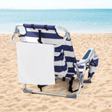 ZNTS 63*65*82cm Short Oxford Cloth Silver White Aluminum Tube Bearing 100kg Beach Chair Blue Stripes 50527506