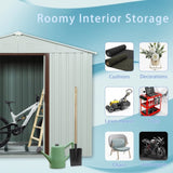 8ft x 4ft Outdoor Metal Storage Shed with metal foundation White W54071038