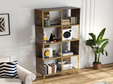 4-Tier Industrial Bookcase, Rustic Wood and Metal Frame, Asymmetrical Design, Display Storage W2167P192763