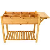 8 Pockets Horticulture Raised Garden Bed Elevated Wood Planter Box Stand with Foldable Side Table W465P189516