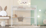 ZNTS Twin Metal Loft Bed with Desk and Metal Grid,White 23730514