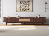 Modern Design TV Stand for 75" TVs, Media Console TV Cabinet with Rattan-Front Drawer for Living N710P257609P