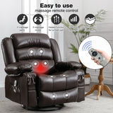 Massage Swivel Rocker Recliner Chair with Vibration Massage and Heat Ergonomic Lounge Chair for W1521130741