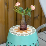 12" Patio Round Side Table, Outdoor Footstool, Garden Mosaic Accent Side Table, Plant Stand, Blue W2225142494