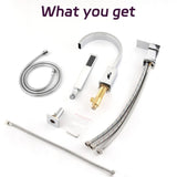 Waterfall Bathtub Faucet with Sprayer, 3-Hole Roman Filler with Hand Shower Deck Mount Waterfall W1224P206114
