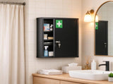 16" x 21" Lockable Medicine Cabinet, 3-Tier Wall Box with 2 Keys & Adjustable Shelves for Bathroom 02697117