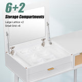 43.3" Classic Wood Makeup Vanity Set with Flip-top Mirror and Stool, Dressing Table with Three WF305498AAK