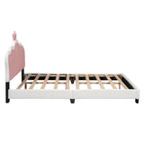 ZNTS Full size Upholstered Princess Bed With Crown Headboard,Full Size Platform Bed with Headboard and N733P180808K