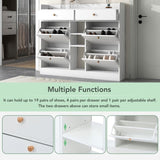 ON-TREND Modern Tipping Bucket Shoe Cabinet with 4 Flip Drawers, Multifunctional WF300851AAK