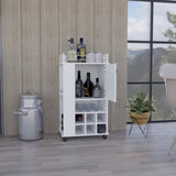 Fargo Bar Cart with Cabinet, 6 Built-in Wine Rack and Casters B200P188860