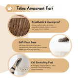 Handwoven Cat Tree Tower - Natural Material Cat Condo with Nest Basket Bed, Cotton Scratching Post, 21946078