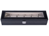 6 Compartments High-grade Leather Watch Collection Storage Box Black 57569750