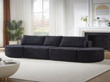 106.3-inch V-shaped modular sofa set in chenille fabric, featuring three throw pillows and W3505P383965