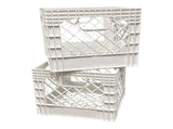 18 Quart Storage Milk Crates, Plastic Stackable Containers, White, 2 Pack 59620925