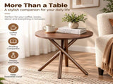 Modern Round Side Table Crossed Metal Legs, 23.6" Small Accent Table, Mid-Century End Table 48129636