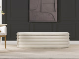 Fuji 49" Upholstered Oval Storage Bench, Ivory White Boucle B2719P238464
