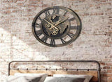 Brown Gear Wall Clock with World Map, 27" Large Non-Ticking Quartz Movement Decorative Home Clock 53413647